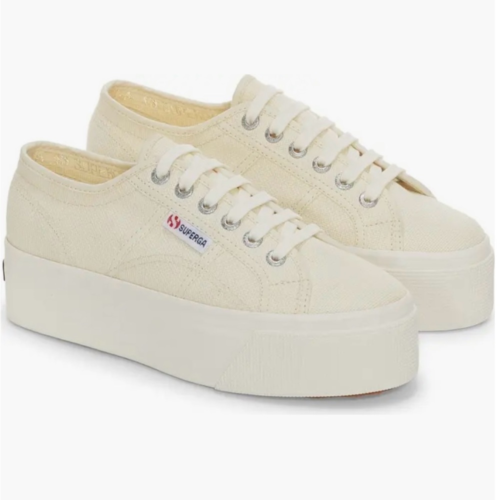 Superga Platform Sneakers in Off-White/Cream